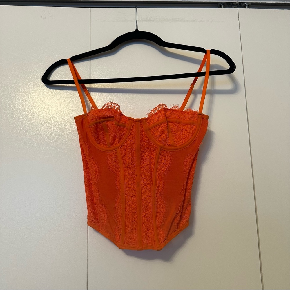 Out From Under Lace Corset Top | Orange